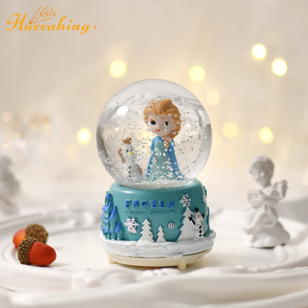 

Princess Aisha Glowing Crystal Ball Music Box 3AAA Batteries Snowflake Lantern Music Box Ornament Children's Day Christmas Gift