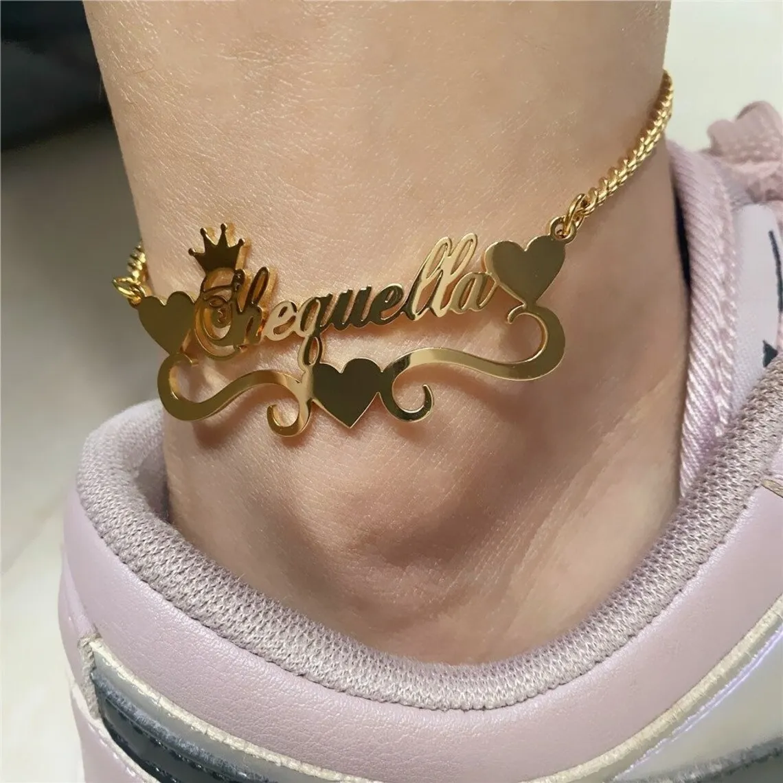 Custom Heart Name Ankle Bracelet Femme Personalized Nameplate Anklets For Women Men Stainless Steel Leg Chain Foot Jewelry