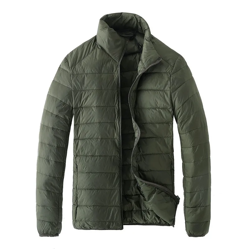Fashion Solid Color Slim Casual Stand Collar Mens Down Jacket Male Down Coat