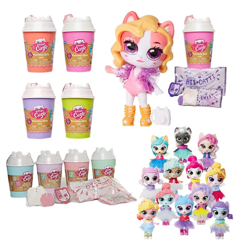 

Original Kitten Catfe Purrista Girls Coffee Cup Blind Mystery Box Cute Kawaii Figurine Anime Figure Toys for Kids Gifts