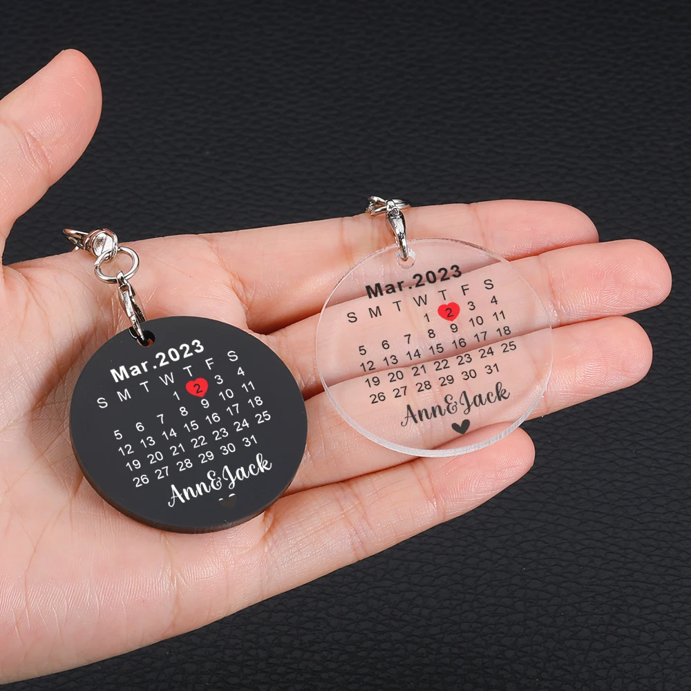 

Calendar Keychain Couple Gift Customization Couple Name Acrylic Keychains DIY Name Date Custom Gifts Key Accessories Keyring
