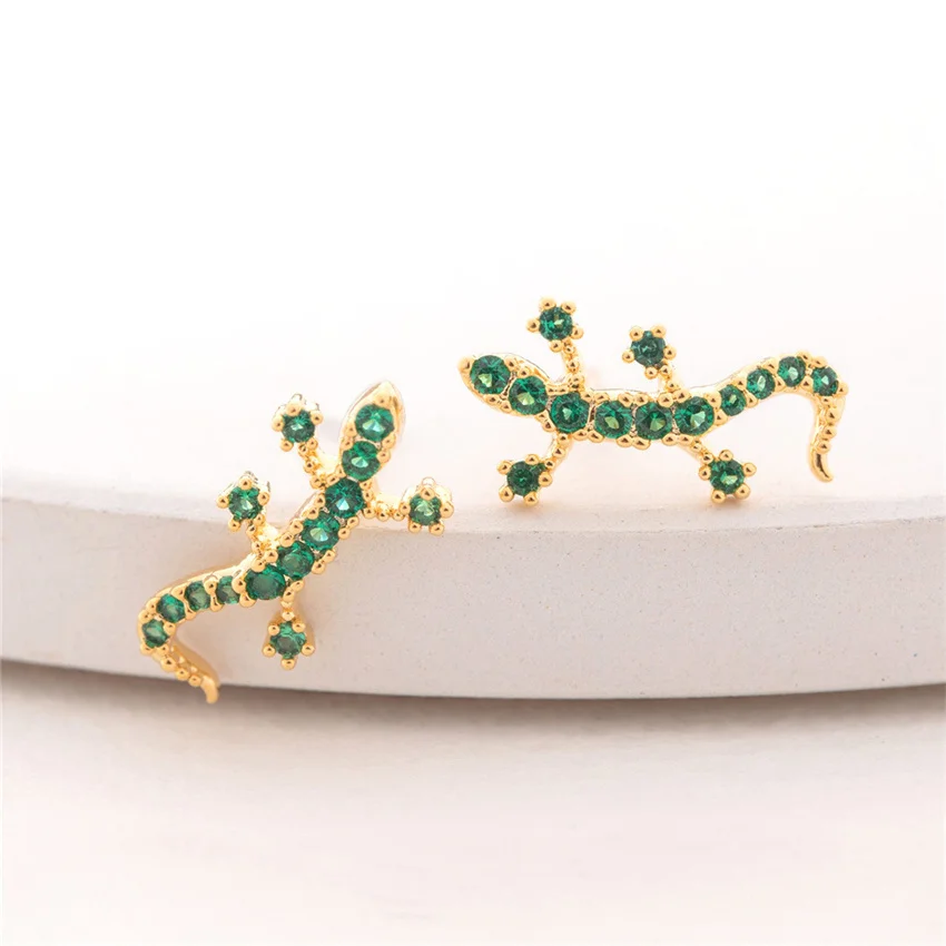 

Cute Gecko Earrings For Women Green Zircon Ear Cuff Piercing Ear Clip Gothic Animal Earrings Vintage Jewelry Brincos