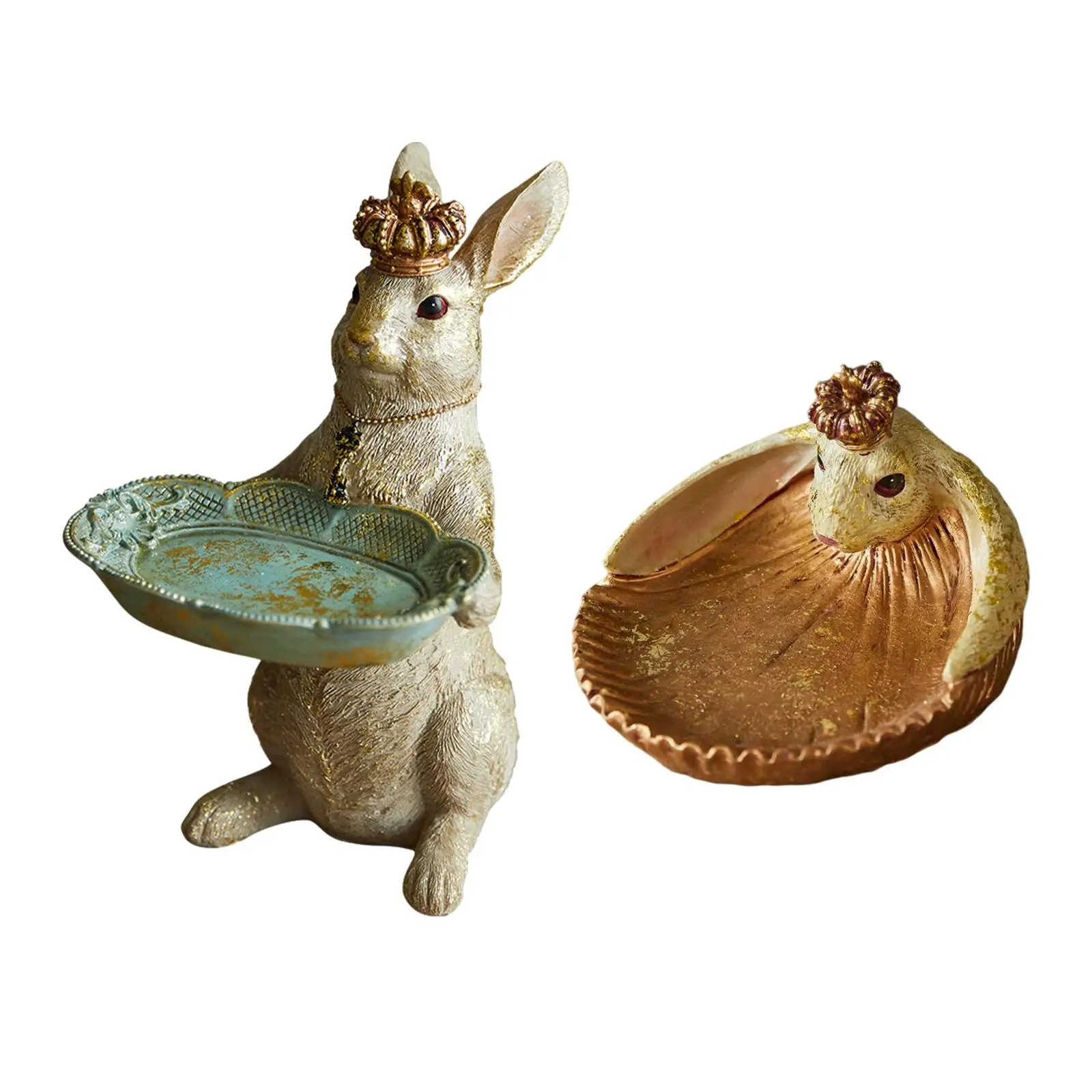 

Creative Storage Tray Statue Resin Cute Organizer Keys Rabbit Figurine for Desktop Wedding Living Room Decoration Birthday Gift