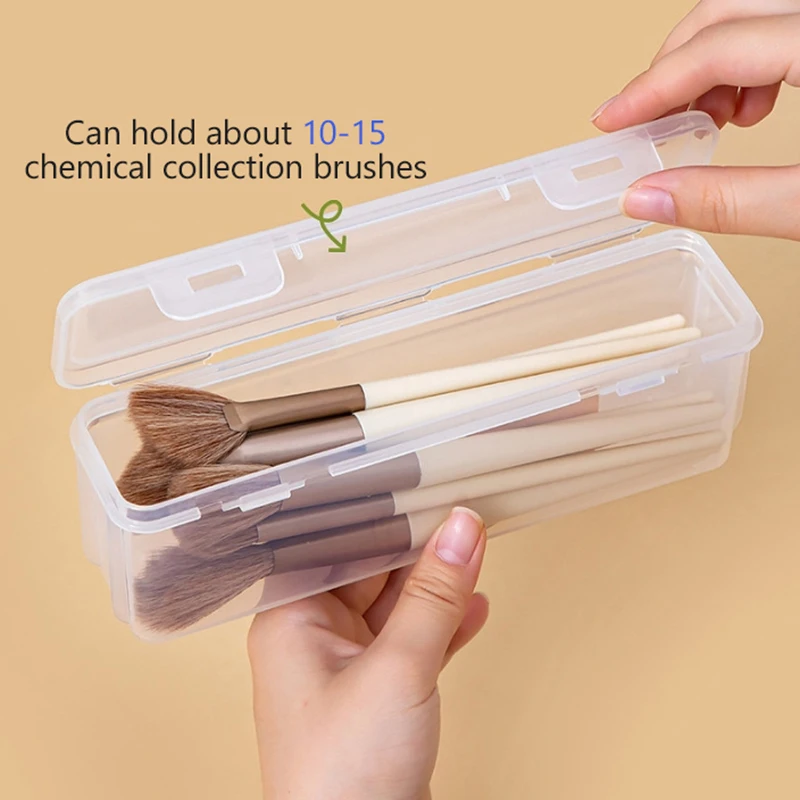 Travel Portable Cosmetic Brush Storage Box Small Transparent Dust Cover For Powder Blusher Eyeshadow Eyebrow Brushes