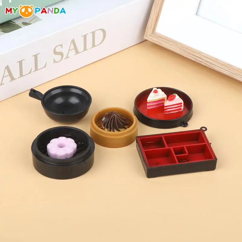 

4Pcs Dollhouse Miniature Japanese Lunch Box Sushi Box Food Steamer Pot Kitchenware Tableware Model Doll House Decor Accessories