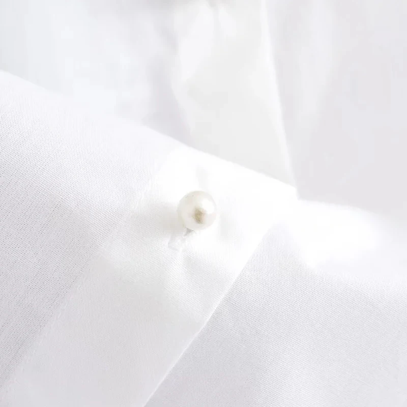 Merodi модные украшения для девочек белые длинные рубашки с отложным воротником