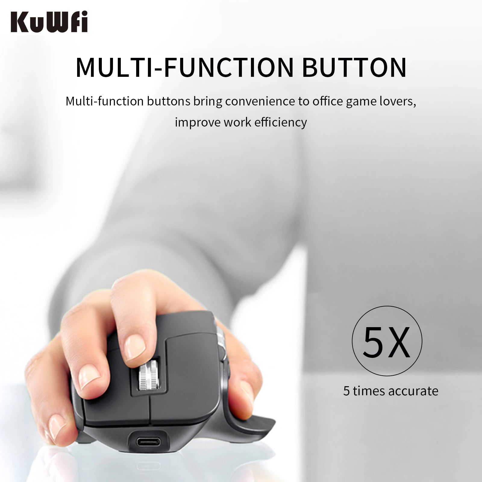 KuWFi перезаряжаемая беспроводная мышь Бесшумная игровая 2 4G & Bluetooth Mause