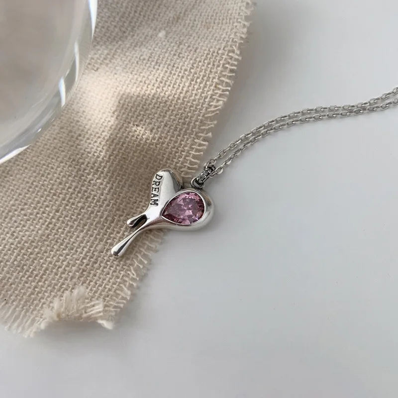 Серебряная цепочка до ключицы с цирконом Очаровательная подвеска любовным