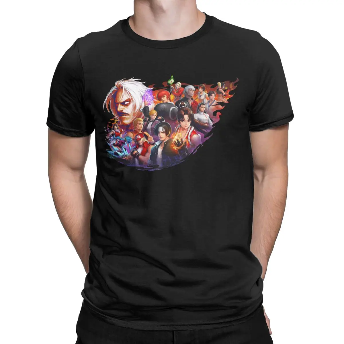 The King Of Fighters All Star Mens shirt Casual Tee Shirt Short Sleeve Round Neck T-Shirt 100% Cotton Printed Clothes