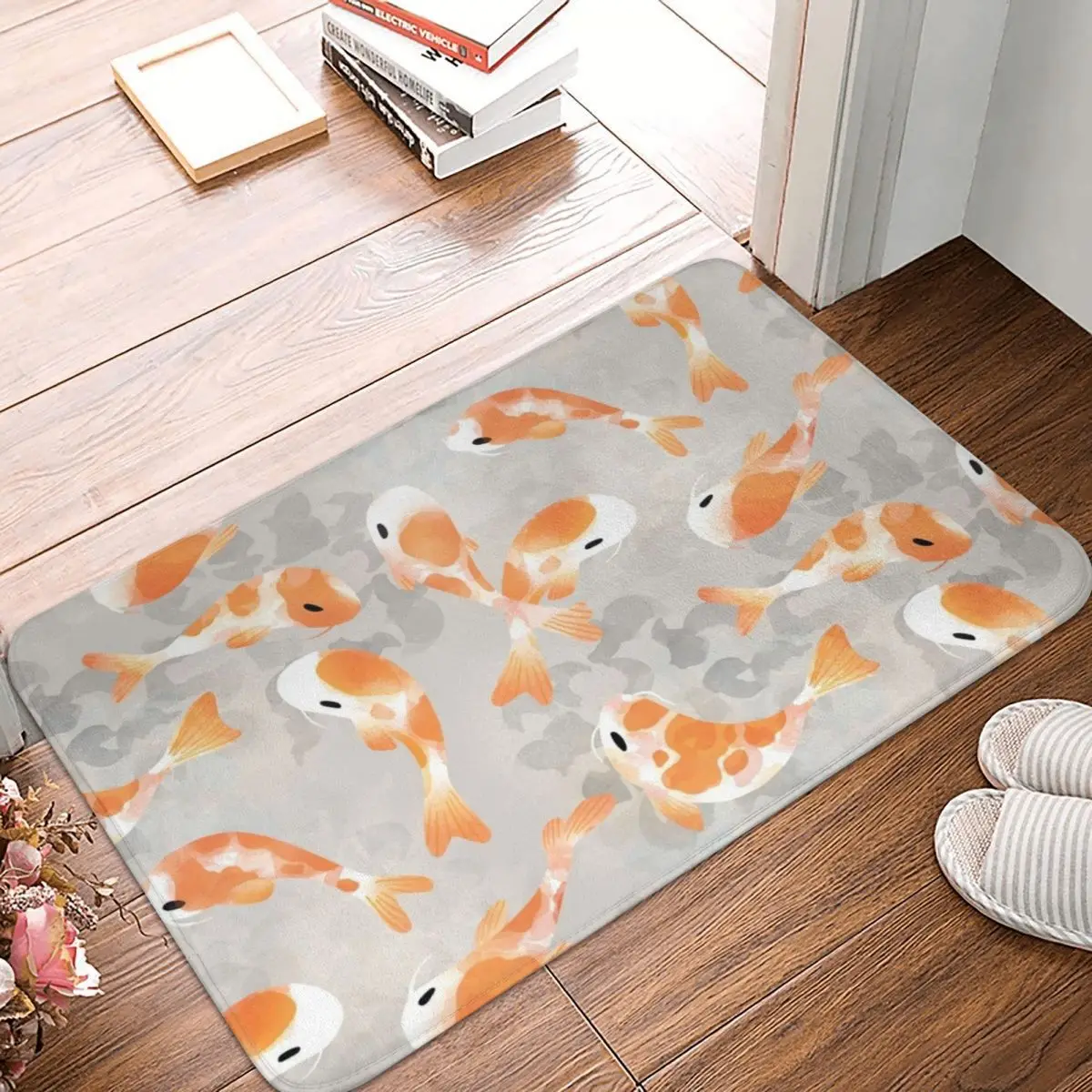 

Японский декоративный 3d-ковер Koi коврик для ванной с рыбами, нескользящий коврик для входа в гостиную, кухню, спальню