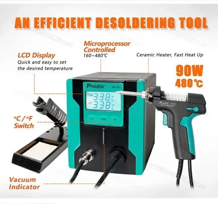 Станция для распайки ProsKit SS-331H ЖК-цифровой электрический паяльный всасывающий