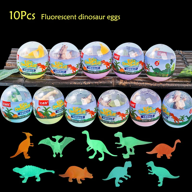 

10Pcs Creative Glow In The Dark Dinosaur Eggs Simulated Dinosaur Model Toys for Kids Boy Birthday Party Favors Pinata Fillers