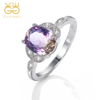 guginkei silver 925 jewelry rings colorful leaf shape tourmaline crystal stone gemstone women 925 sterling silver ring jewelry