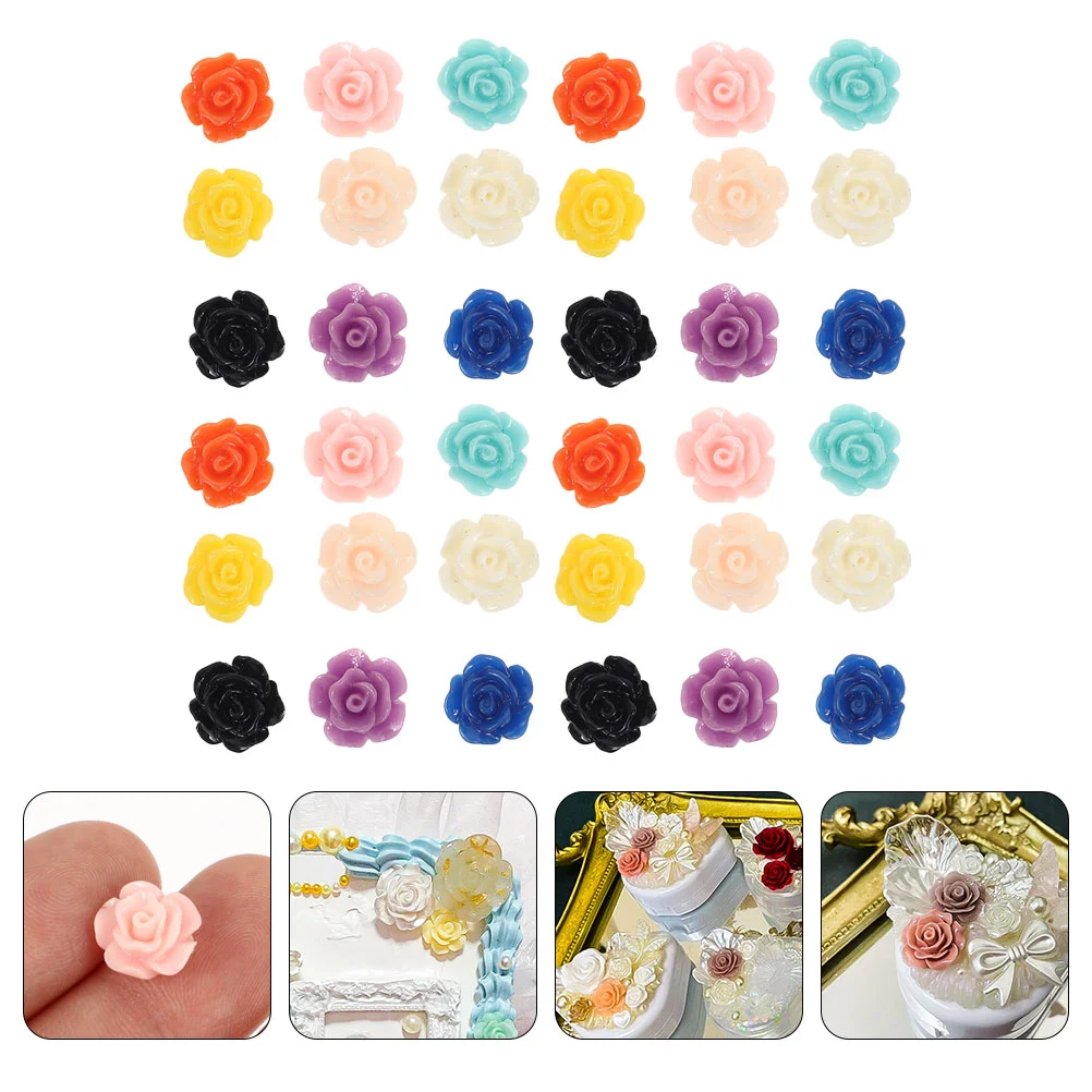 

100pcs Necklace Diy Rose Charm Earring Diy Rose Charm Diy Charm Resin Rose Diy Materials for Gift Home Shop