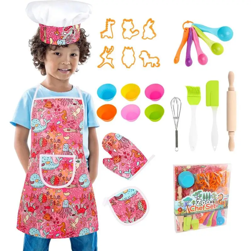 

Детский набор для приготовления пищи, 48 предметов, рандомная игра «сделай сам», костюм, одежда для начинающих, девочек и мальчиков, играйте в кухню, аксессуары