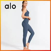 alo yoga leggings spandex womens pants high waist mesh stitching breathable yoga fitness sportswear
