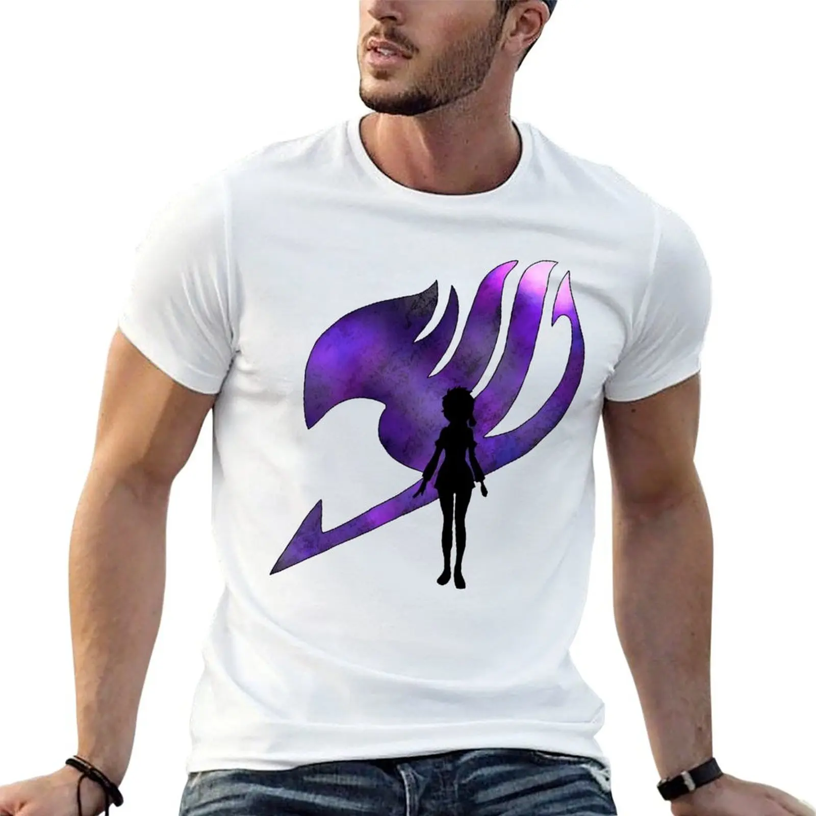 Футболка с изображением Люси Нацу счастливого серого эрзы лаксуса Феи молнии