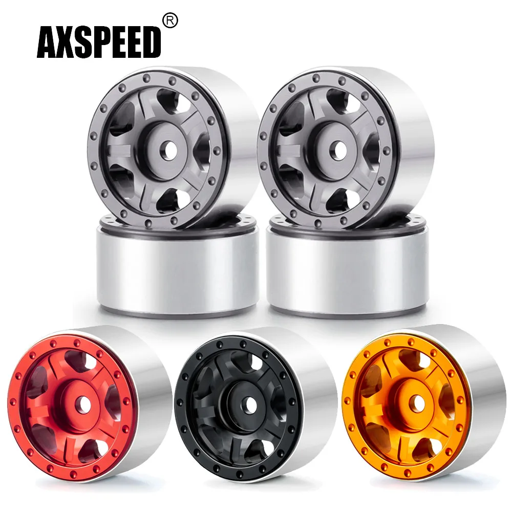 

AXSPEED 4Pcs 1.0inch Micro Metal Beadlock Wheel Rims Hub for Axial SCX24 Deadbolt C10 Wrangler Gladiator Bronco 1/24 RC Car