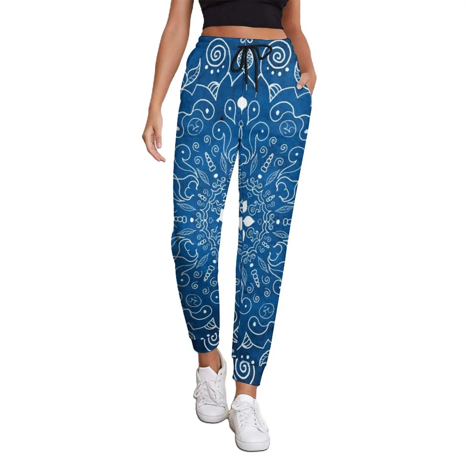 

Blue Mandala Pants Retro Bohemia Print Retro Oversize Sweatpants Spring Womens Pattern Hippie Trousers