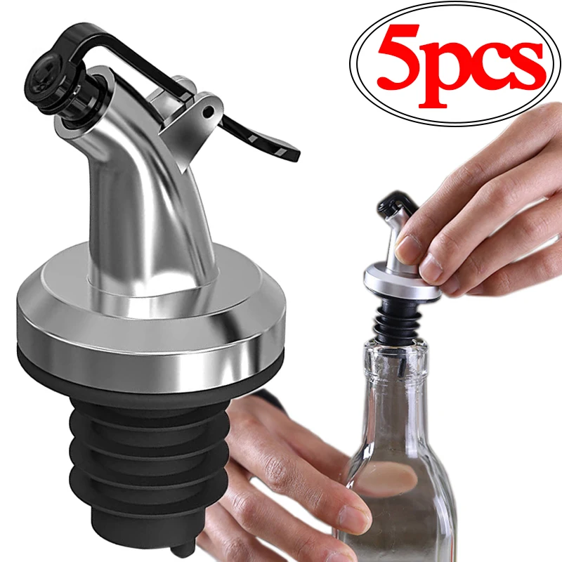 

5Pcs Oil Bottle Stopper Lock Plug Seal Leak-proof Food Sealing Nozzle Grade Rubber Sprayer Liquor Dispenser Wine Pourer Kitchen