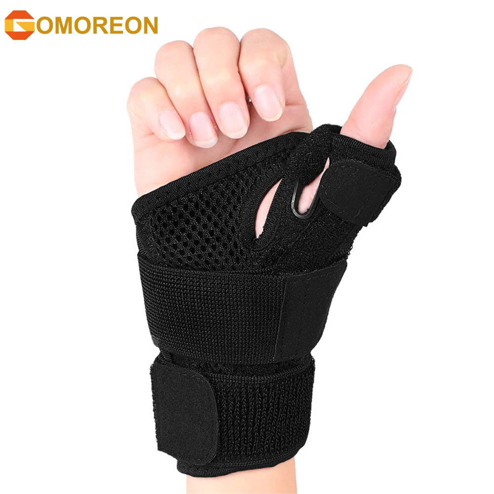 

GOMOREON 1Pcs Sports Wrist Brace Sprain Prevention Wrist Protector Adjust-to-Fit Thumb Stabilizer, For Men and Women