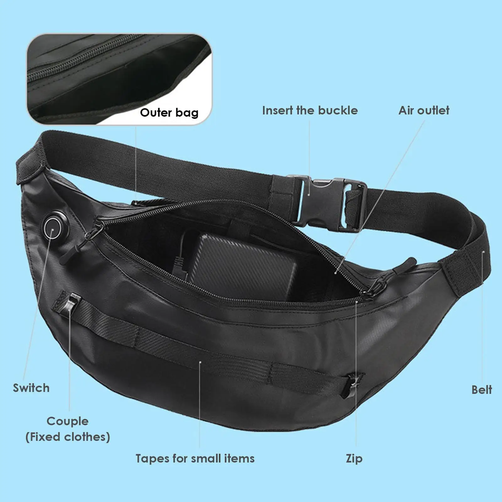 Fanny Pack Hand Free Повседневный регулируемый поясной веер для бега ходьбы кемпинга