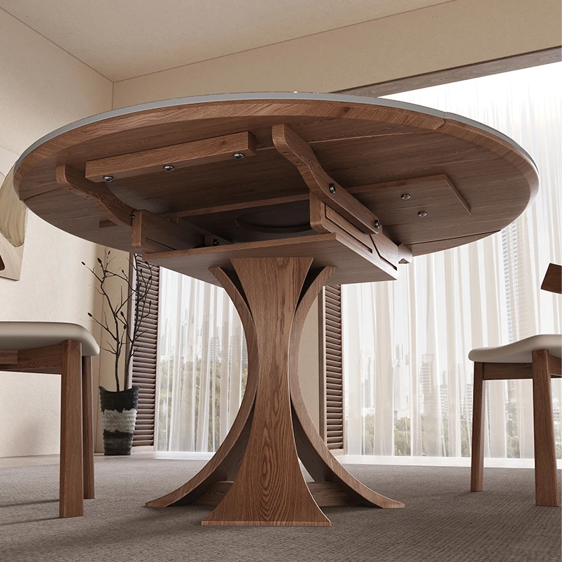 Песчаный ветер выдвижной обеденный стол из цельного дерева комбинированный