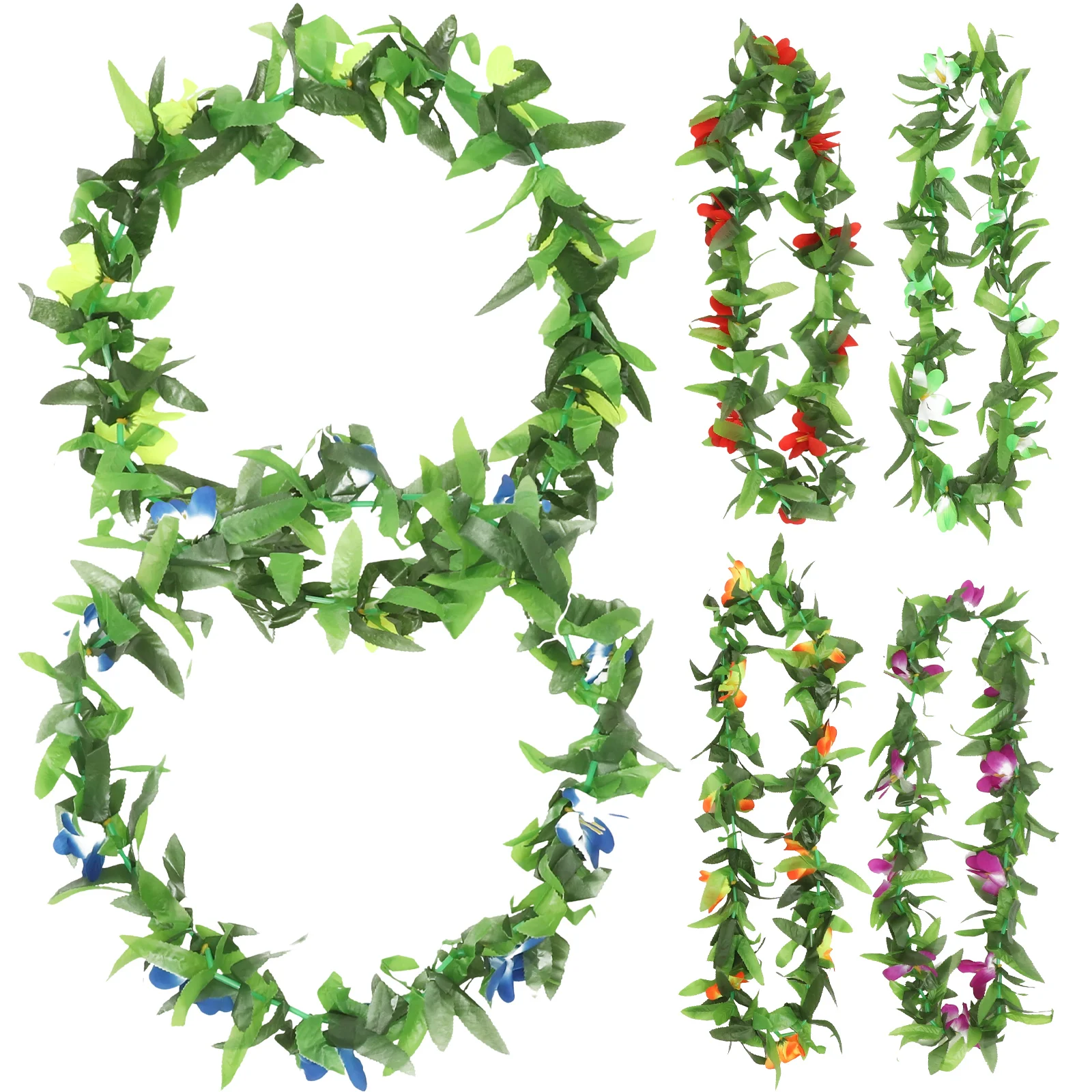 

6 Pcs Hibiscus Hawaiian Lei Pool Party Flower Jewelry Necklace Polyester Supplies