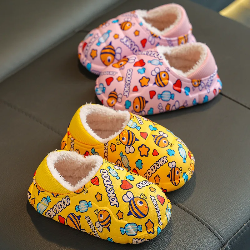 Зимняя детская сумка для малышей и хлопковые тапочки домашние непромокаемые