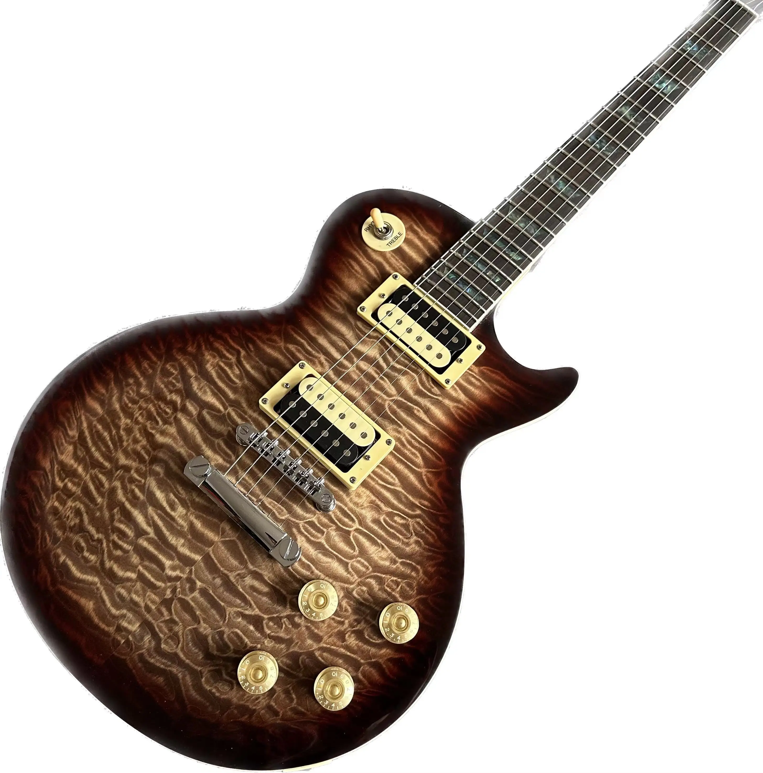 

New Custom AAA Quilted Brown Burst Electric Guitar 2 Humbucker Pickups Guitarra Eletrica High Quality Guitare