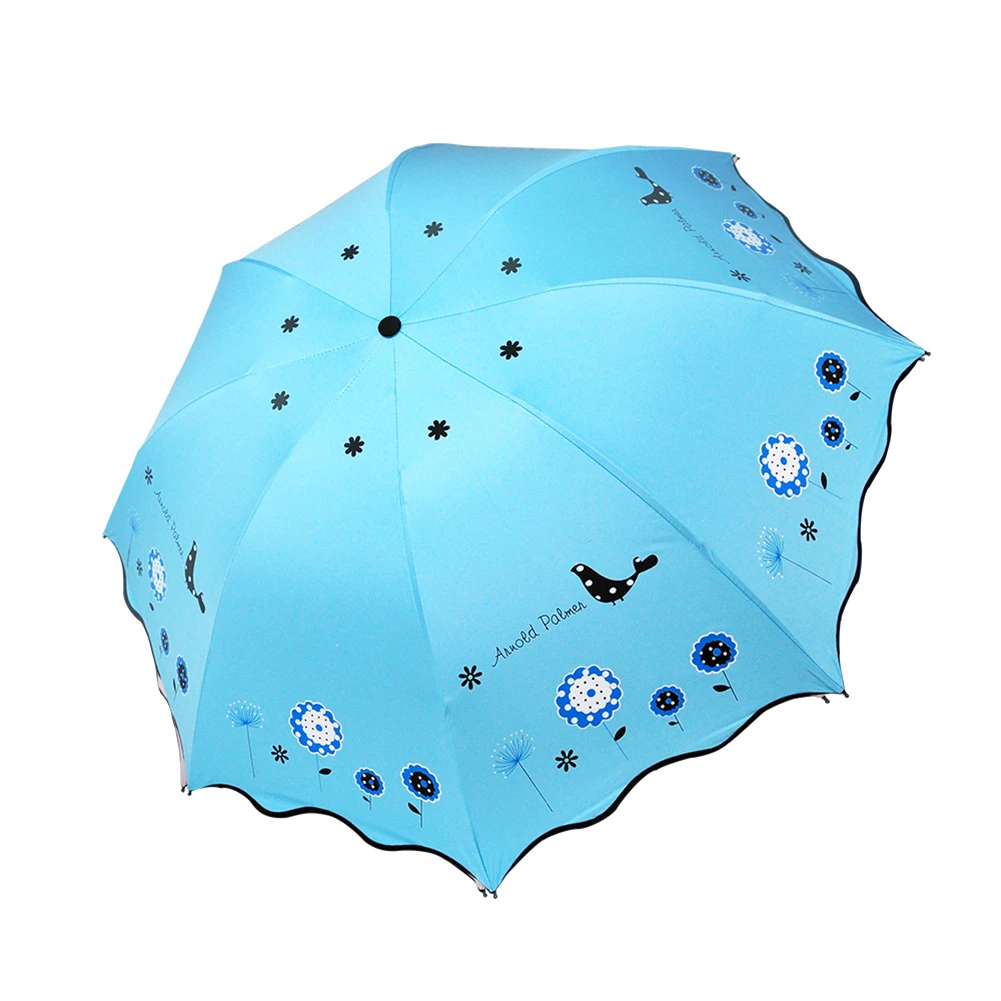 

Простой Модный Цветной зонт в виде подсолнуха тройного сложения с матовыми ручками, яркая и портативная ткань