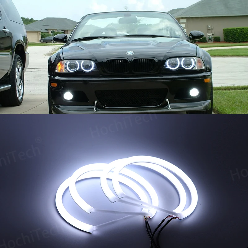 

WHITE LED Headlight Halo Angel Demon Eyes Kit angel eyes light for BMW 3 series E46 sedan touring wagon coupe compact 1998-2005