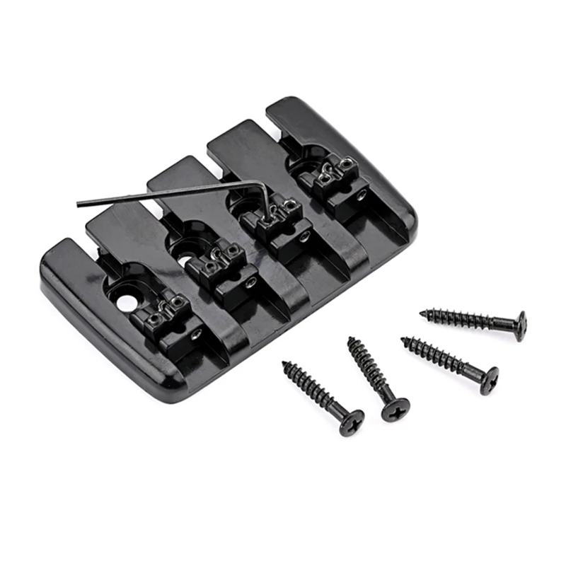 

4 String Fixed Bass Bridge A Style Top Load Tailpiece with Screws & Wrench for Electric Bass Guitar Part Accessories