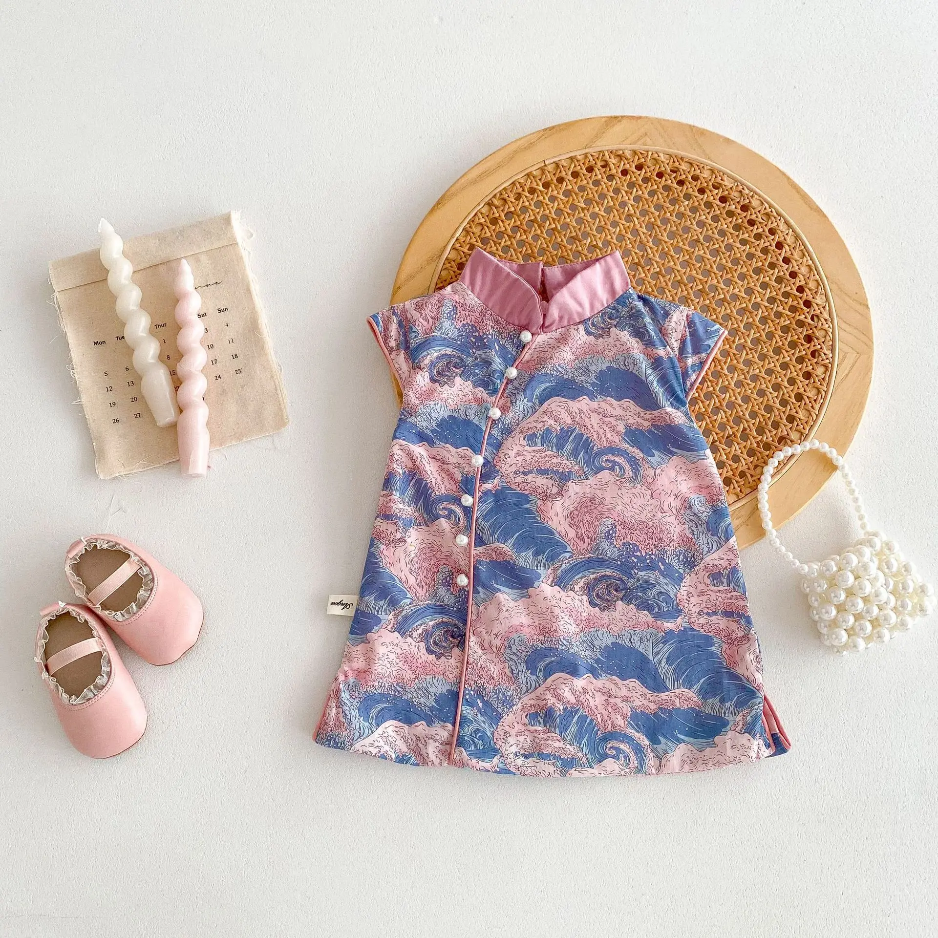 Платье-Ципао без рукавов для новорожденных девочек