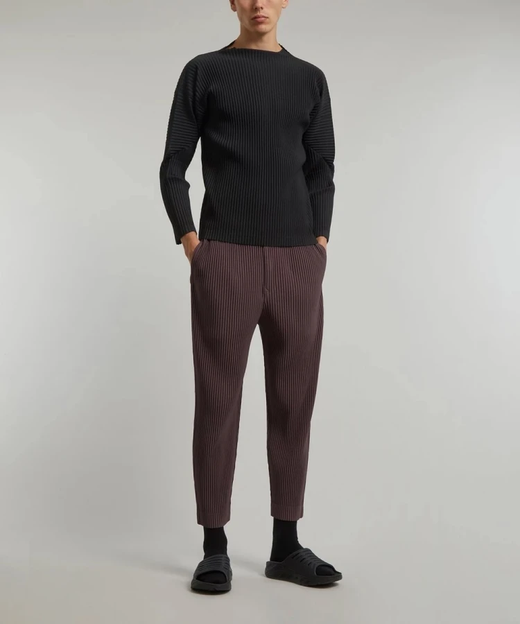 Плиссированная мужская футболка с длинным рукавом Miyake модный классический