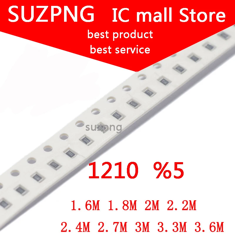 

100 шт. 1210 SMD резистор 5% м 1,6 м 2 м 1,8 м 2,2 м 2,4 м 3 м 2,7 м 3,3 м