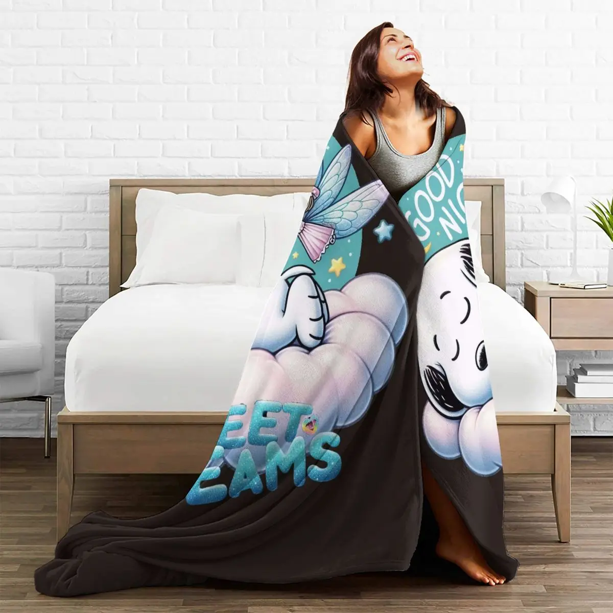 Одеяло Snoppy Good Night дорожное фланелевое одеяло для улицы теплое мягкое