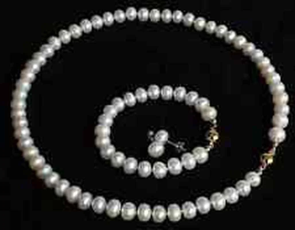 

beautiful fashion White Freshwater Pearl 6-7mm necklace set