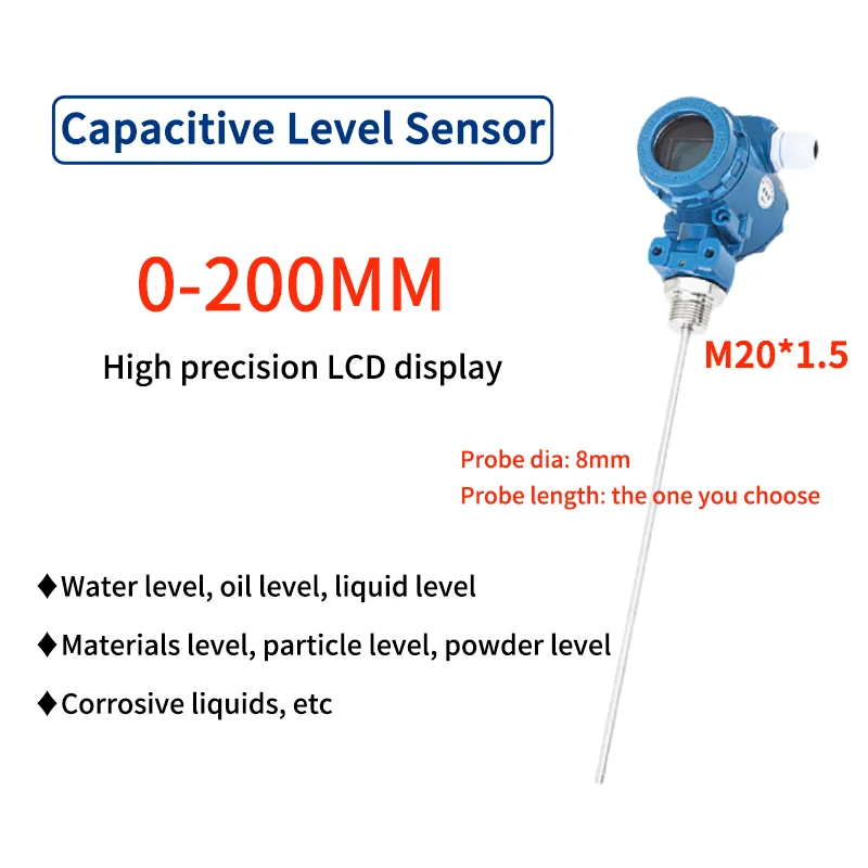 

4-20 мА резервуар для сточных вод, емкость, датчик уровня жидкости, датчик Rs485, PTFE, дизельное топливо, мазут, емкостный датчик уровня, передатчик