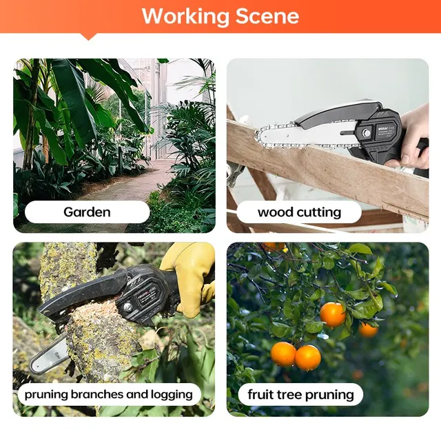 MINUMX 20V Brushless ChainSaw Pruning Saw 6 Inch Electric Portable Mini Cordless Chain Saw Woodworking Wood Cutter Power Tools 5