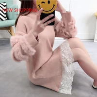 women sweaters pullovers casual oversized sweater christmas winter pull sleeve femme jumpers elegant lace knitted dress winter