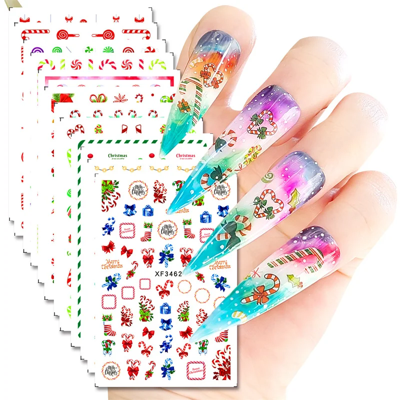 

One Pcs 5D White Snowflakes Embossed Nails Art Sticker Christmas New Year Winter DIY Manicure Slider Decals Accessories Supply