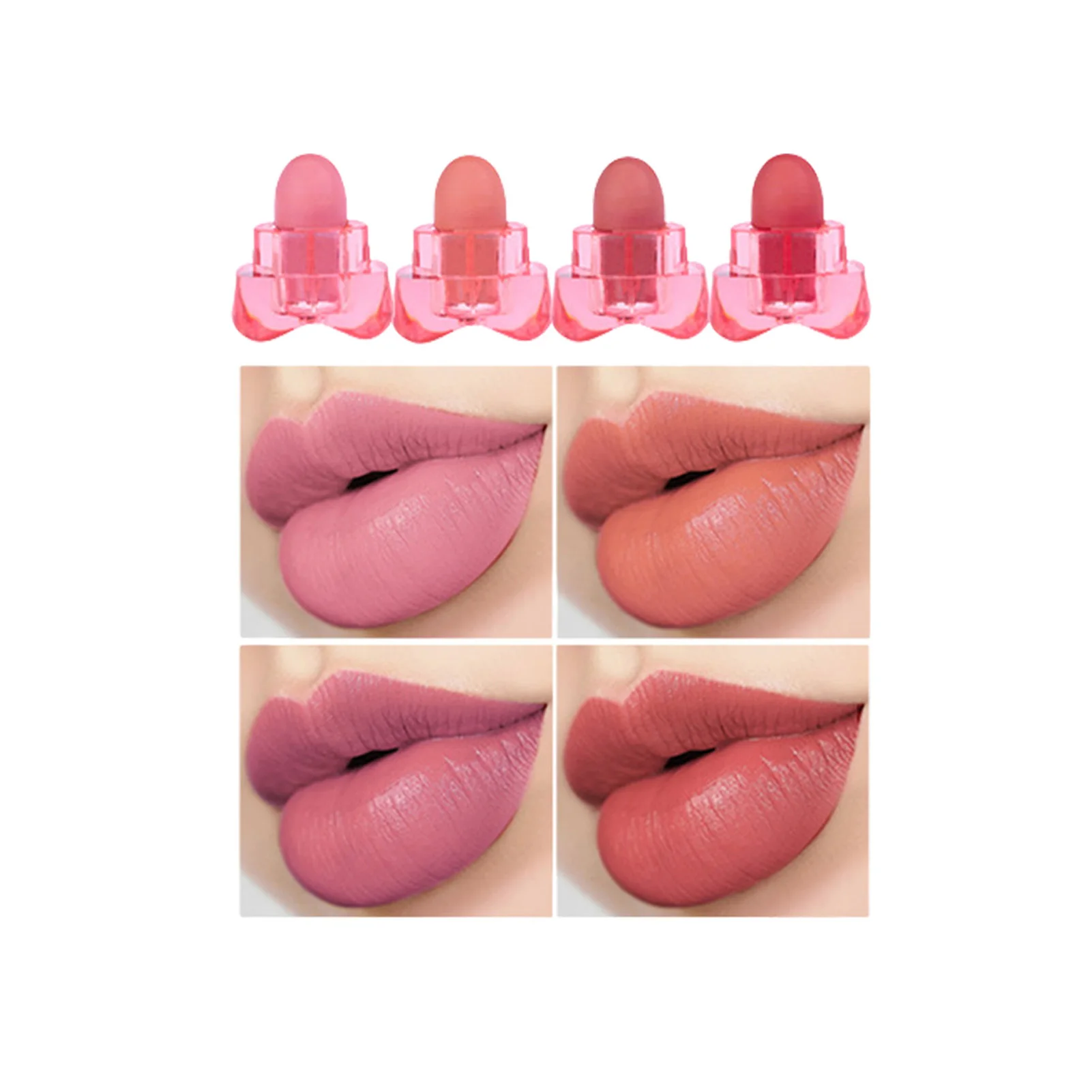 

4 Color Matte Lipsticks Set Cute Mini Star CapsulesLipstick Moisturizing Waterproof Long Lasting Smooth Nonstick Professional