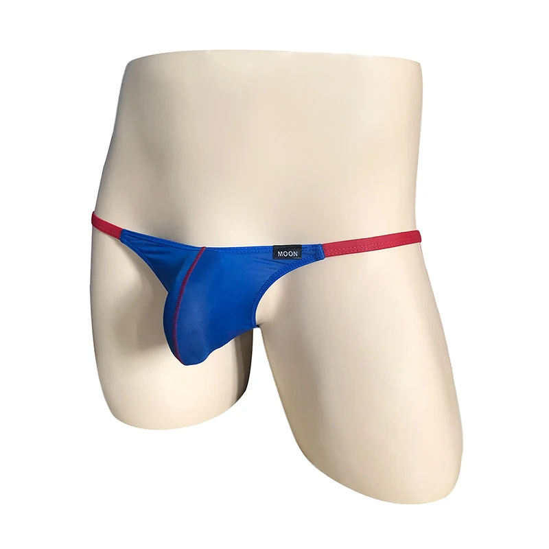 

New translucent men's ice silk briefs for men's sexy low-waisted and color contrast