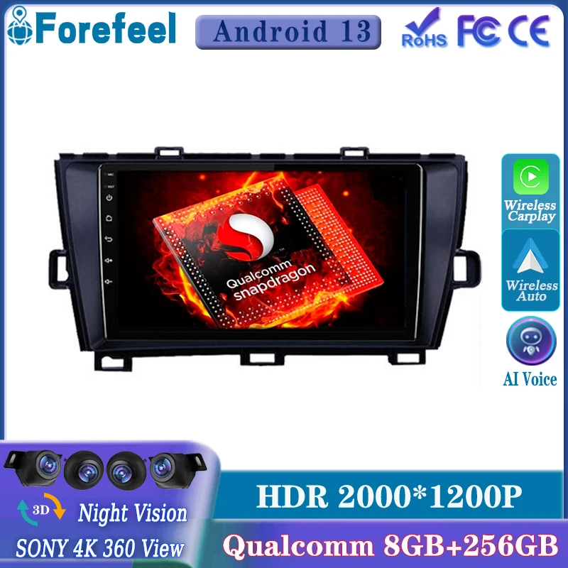 

Android 13 Qualcomm For Toyota Prius XW30 2009 - 2015 Car Radio Multimedia Video Player GPS Navi Stereo Carplay CPU HDR QLED BT