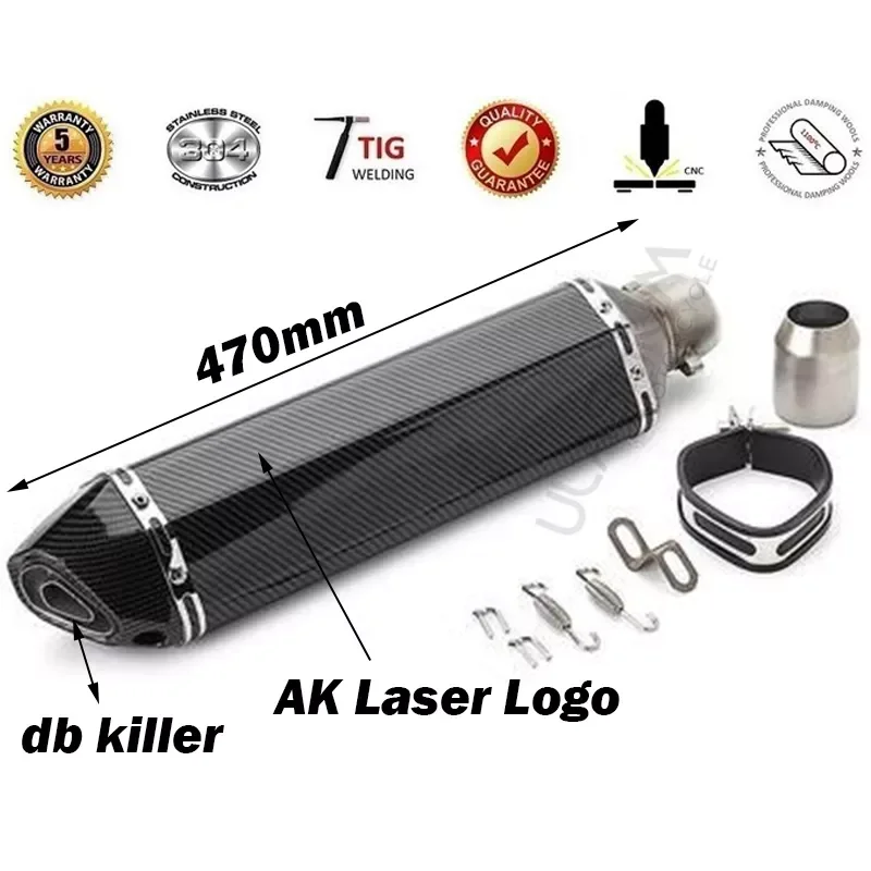 

Free Shipping Universal Exhaust Motorcycle Carbon Fiber Exhaust Muffler Escape Pipe Slip On db killer 51mm