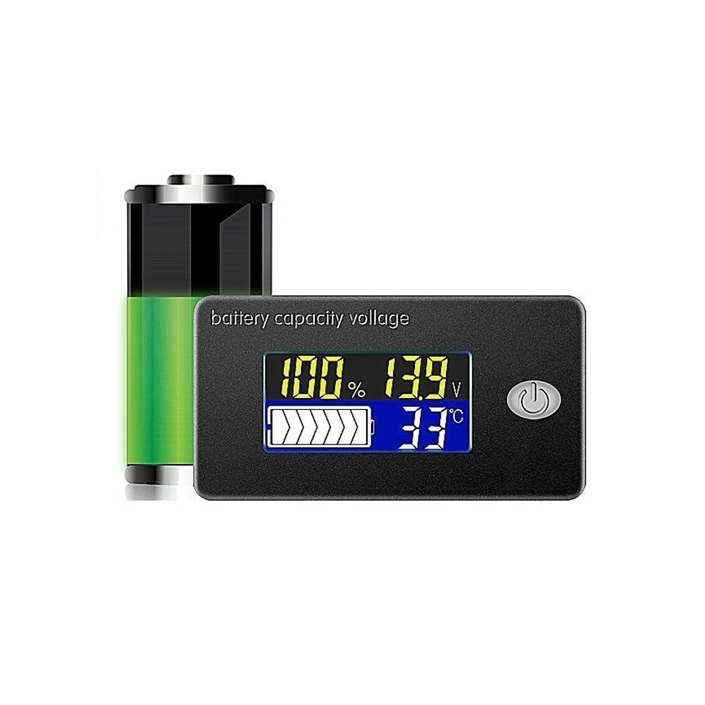 

Battery Capacity Indicator 12V 24V 36V 48V 60V 72V 10-100V Li-ion Lead acid Battery Tester with LCD Temperature Voltmeter