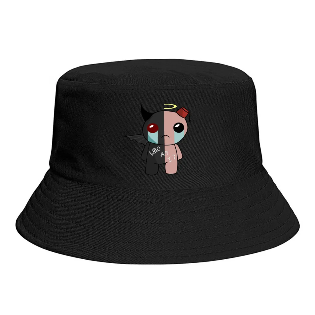 

New Unisex Polyester Who Am I Bucket Hat Women Autumn Sunscreen Boonie Hat The Binding Of Isaac Shooting Game Men Fishing Hat