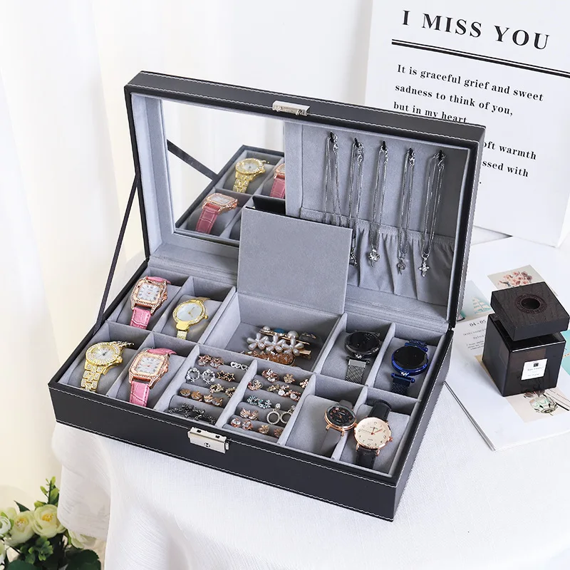 Exquisite Hot Selling Double-layer Watch Jewelry Box High-capacity Watch Glasses Storage Box Sunglasses Display Box Jewelry Box