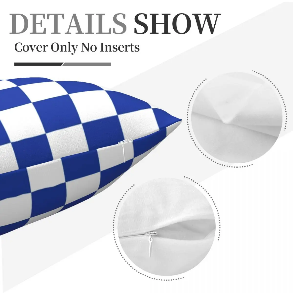 Сине-белый чехол с шахматной подушкой Винтажный принтом в шахматную клетку